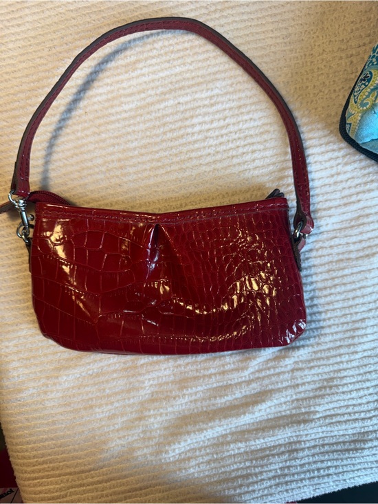 Liz Claiborne Handbags - Liz Claiborne Red Croc-Embossed Patent Wristlet